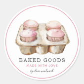 Made With Love Watercolor Baked Goods Ronde Sticker (Voorkant)