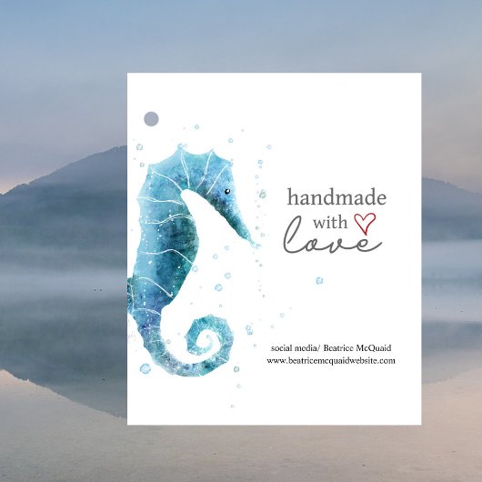 Made with Love | Waterverf Zee Paarden Bedankjes Labels