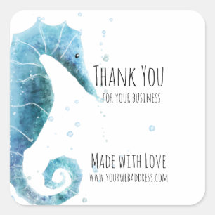 Made with Love   Waterverf Zee Paarden Dank u Vierkante Sticker