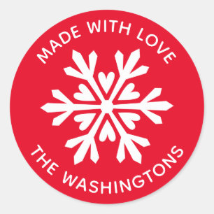 Made with Love White kerstsnowflake Sticker