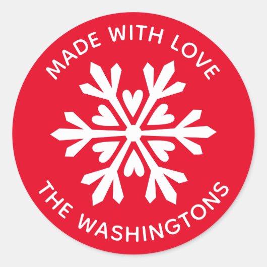 Made with Love White kerstsnowflake Sticker (Voorkant)