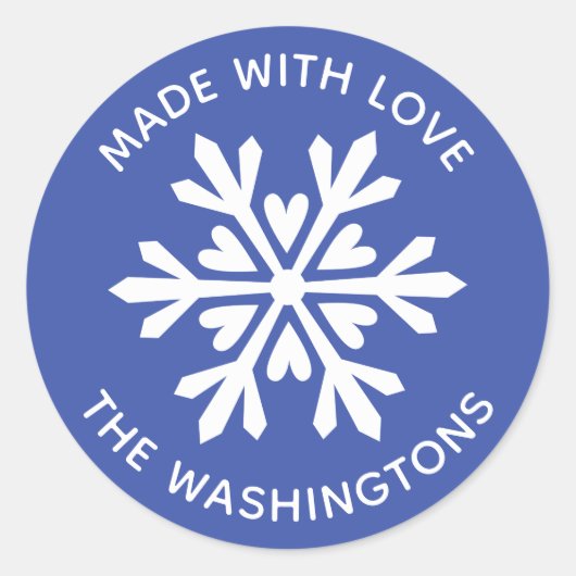 Made with Love White kerstsnowflake Sticker (Voorkant)
