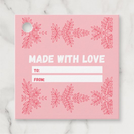 Made with Love with peach floral motif Bedankjes Labels (Voorkant)