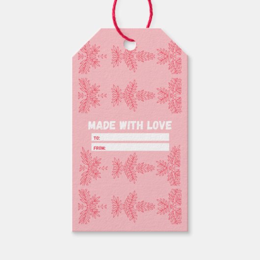 Made with Love with peach floral motif Cadeaulabel (Voorkant)