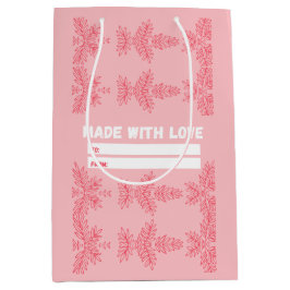 Made with Love with peach floral motif Medium Cadeauzakje