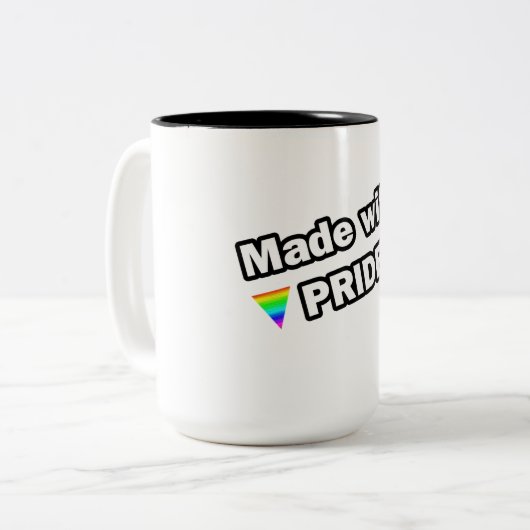 Made with Pride Tweekleurige Koffiemok (Voorkant links)