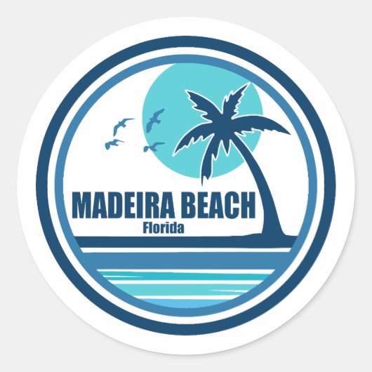 Madeira Beach Florida Palm Tree Vogels Ronde Sticker (Voorkant)