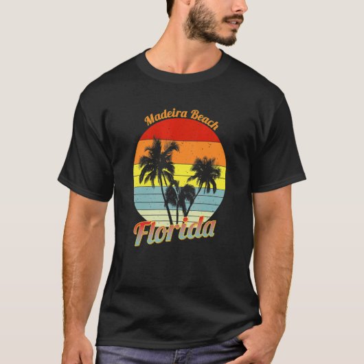 Madeira Beach Florida Retro Tropical Palm Trees Va T-shirt (Voorkant)