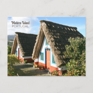 Madeira Eiland foto met Typische Huizen, Portugal Briefkaart