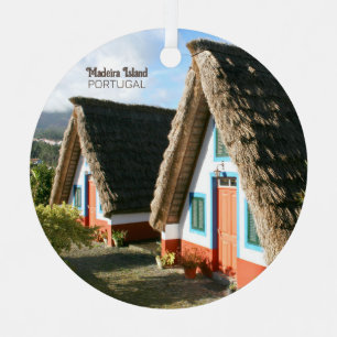 Madeira Eiland foto met Typische Huizen, Portugal Metalen Ornament