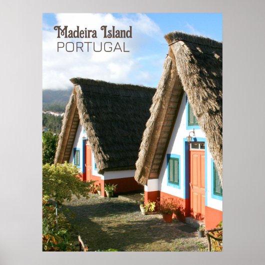 Madeira Eiland foto met Typische Huizen, Portugal Poster (Voorkant)