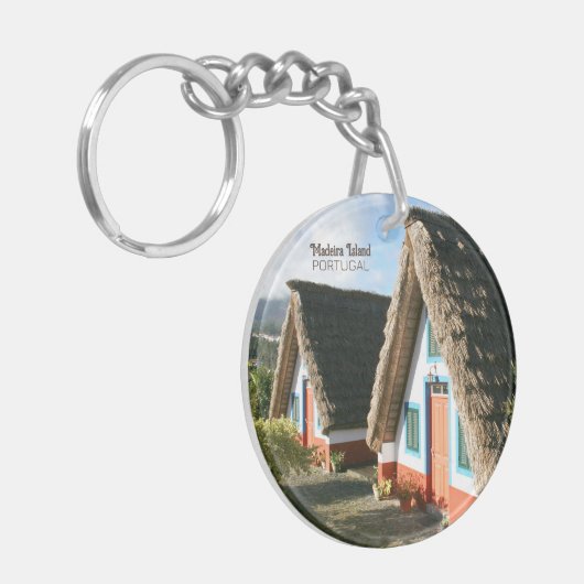 Madeira Eiland foto met Typische Huizen, Portugal Sleutelhanger (Voorkant Links)