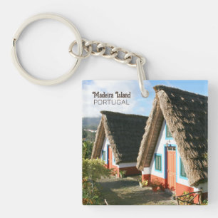 Madeira Eiland foto met Typische Huizen, Portugal Sleutelhanger