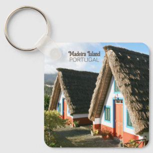 Madeira Eiland foto met Typische Huizen, Portugal Sleutelhanger