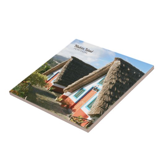 Madeira Eiland foto met Typische Huizen, Portugal Tegeltje (Zijkant)