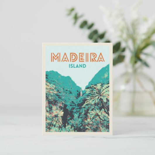 Madeira eilandvegetatie illustratie Portugal Briefkaart (Staand voorkant)