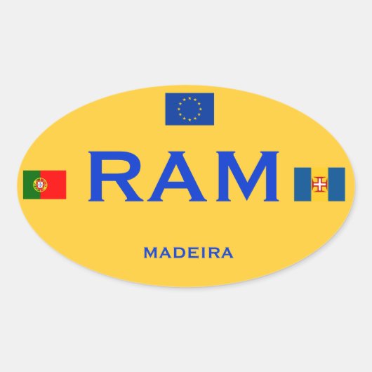 Madeira - Europese stijl Bumpersticker Ovale Sticker (Voorkant)