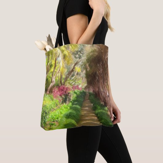 Madeira Island Sidewalk, een Garden Walk. Tote Bag (Dichtbij)