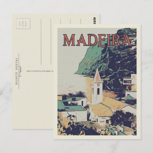 Madeira landschapsillustratie Portugal Briefkaart (Voorkant / Achterkant)