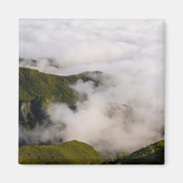 Madeira mountains in misty clouds, moody nature magneet