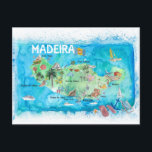 Madeira Portugal, geïllustreerde kaart<br><div class="desc">Madeira Portugal Island Illustrated Map met Landmarks and Highlights</div>