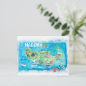 Madeira Portugal, geïllustreerde kaart (Staand voorkant)