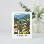 Madeira Portugal Island Travel Art Vintage Briefkaart (Staand voorkant)