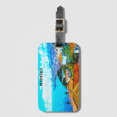 Madeira Portugal Panorama Uitzicht Illustratie Bagagelabel (Voorkant (verticaal))