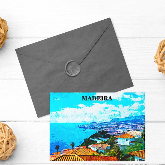 Madeira Portugal Panorama Uitzicht Illustratie Briefkaart