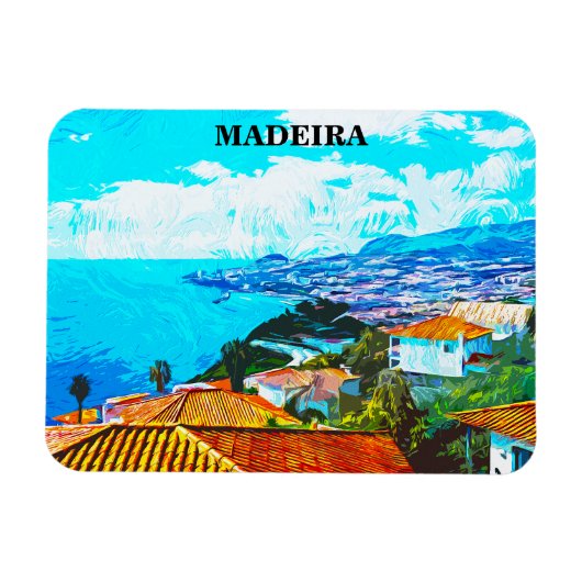 Madeira Portugal Panorama Uitzicht Illustratie Magneet (Horizontaal)