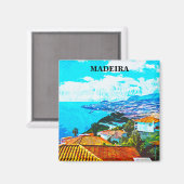 Madeira Portugal Panorama Uitzicht Illustratie Magneet (Voorkant / Achterkant)