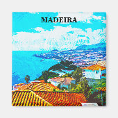Madeira Portugal Panorama Uitzicht Illustratie Magneet (Voorkant)