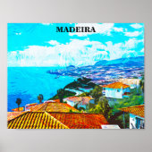 Madeira Portugal Panorama Uitzicht Illustratie Poster (Voorkant)
