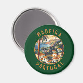 Madeira Portugal retro noodcirkel Magneet (Voorkant / Achterkant)