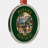 Madeira Portugal retro noodcirkel Metalen Ornament (Rechts)