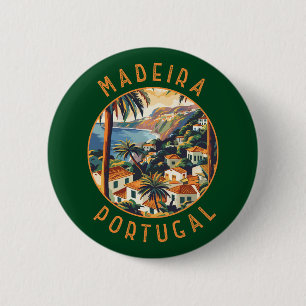 Madeira Portugal retro noodcirkel Ronde Button 5,7 Cm