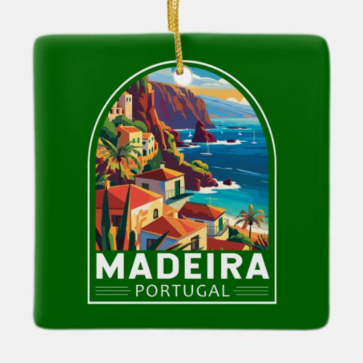 Madeira Portugal Travel Art Vintage Keramisch Ornament (Voorkant)