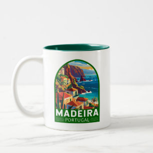 Madeira Portugal Travel Art Vintage Tweekleurige Koffiemok