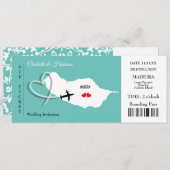 Madeira Wedding Destination Ticket Boarding Pass Kaart (Voorkant / Achterkant)