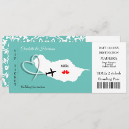 Madeira Wedding Destination Ticket Boarding Pass Kaart