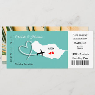 Madeira Wedding Destination Ticket Boarding Pass Kaart