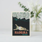 Madeira's Black Sand Beach dame illustratie Briefkaart (Staand voorkant)