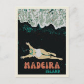 Madeira's Black Sand Beach dame illustratie Briefkaart (Voorkant)