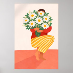Madelbouquet Vrouw Poster, Kleurrijk Bloemstuk Poster