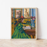Madeleine Reading | Armand Guillaumin Poster<br><div class="desc">Madeleine Guillaumin Lisant (1898) | Origineel kunstwerk van de Franse impressionistische schilder en lithograaf Armand Guillaumin (1841-1927). Het stuk toont een jong meisje in een groene jurk en een rode haarboog aan een tafel, terwijl ze een boek leest. Gebruik de ontwerpgereedschappen om aangepaste tekst toe te voegen of het afbeelding...</div>