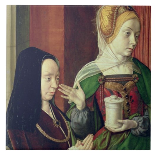 Madeleine van Bourgogne, voorgesteld door St. Mary Tegeltje (Voorkant)