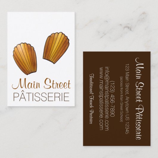 Madeleines French Pastry Pâtisserie Cake Shop Visitekaartje (Voorkant / Achterkant)