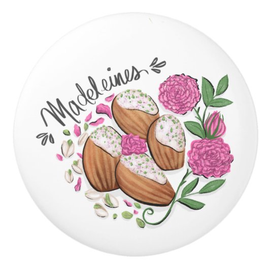 Madeleines Roze Pistache Koekjes Keramische Knop (Voorkant)