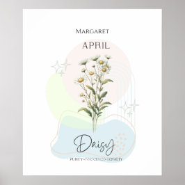 Madelief geboortebloem voor april poster