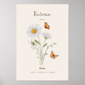 Madelief Geboortemaand Bloem Poster (Voorkant)